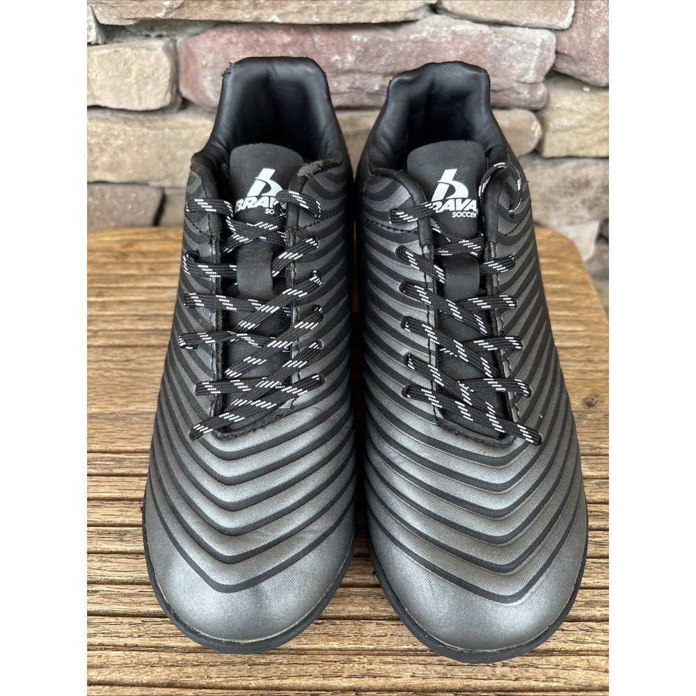 Brava Soccer Soccer Cleats Size Youth 3 D Black Gray Lace Up Low Top Unisex